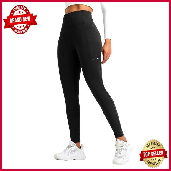 Pants - Fleece Lined Thermal Leggings High Waisted Cross Pockets Winter Warm Active